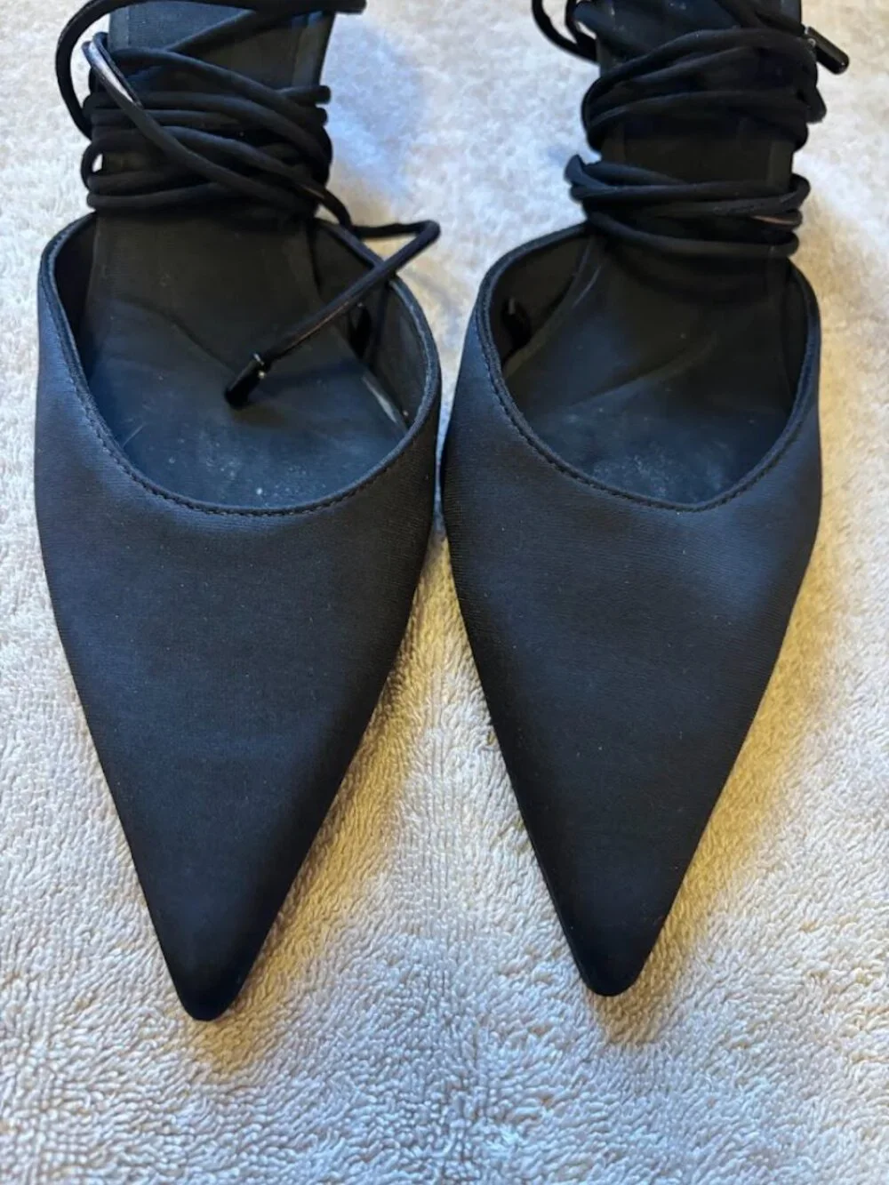 ZARA Women's Black Pointed-Toe Lace-up Heeled Pumps - size 39 - Picture 14 of 16